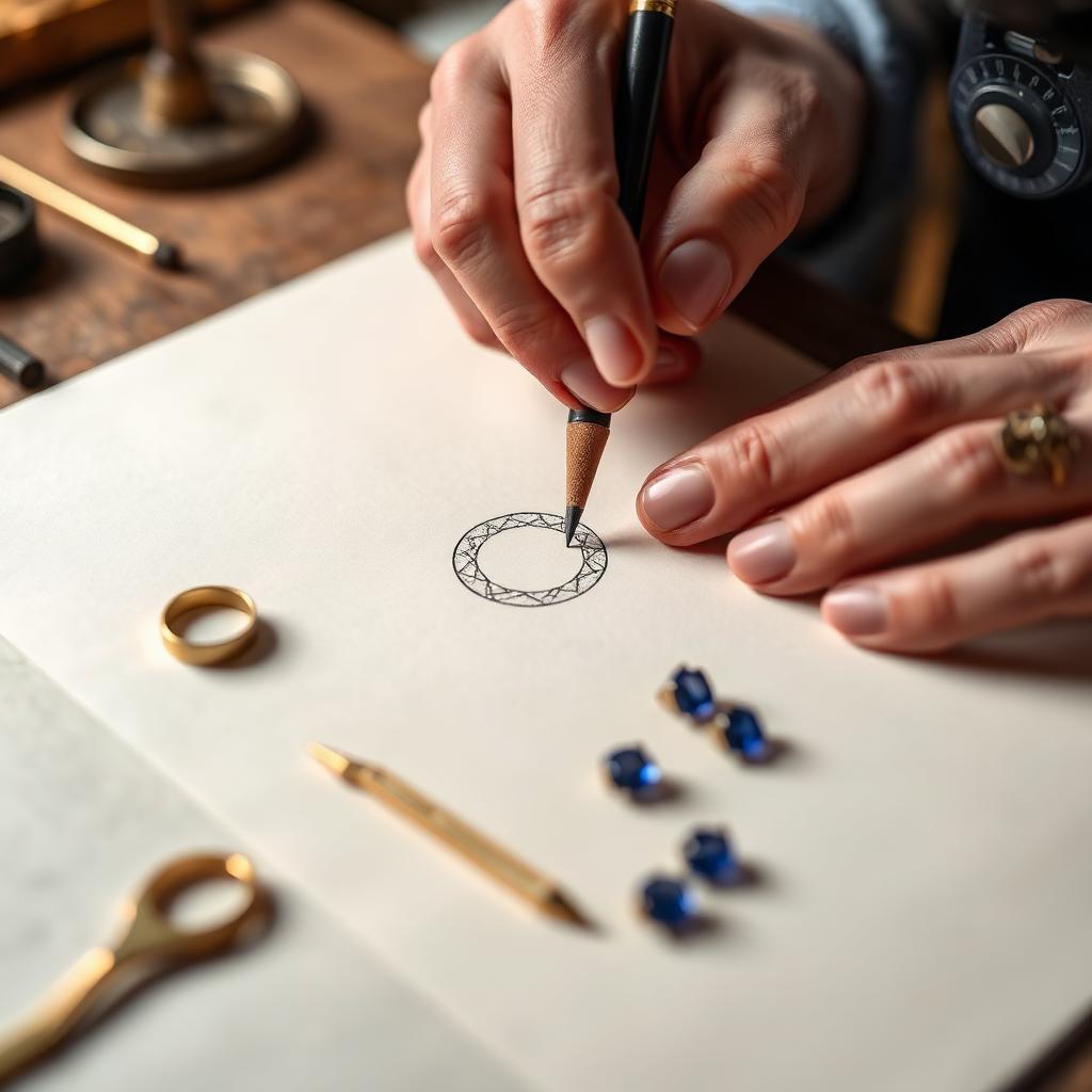 Master jeweller sketching a bespoke design